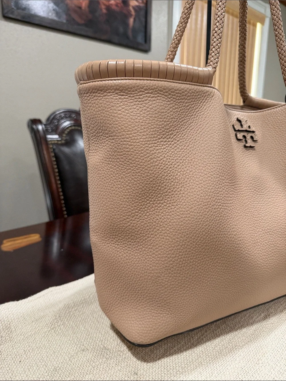 Tory Burch Large Taylor Pebbled Leather Tote Shoulder Bag
